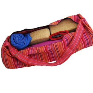 Yogaväska i bomull, rosa randig